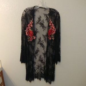 Black lace kimono/robe